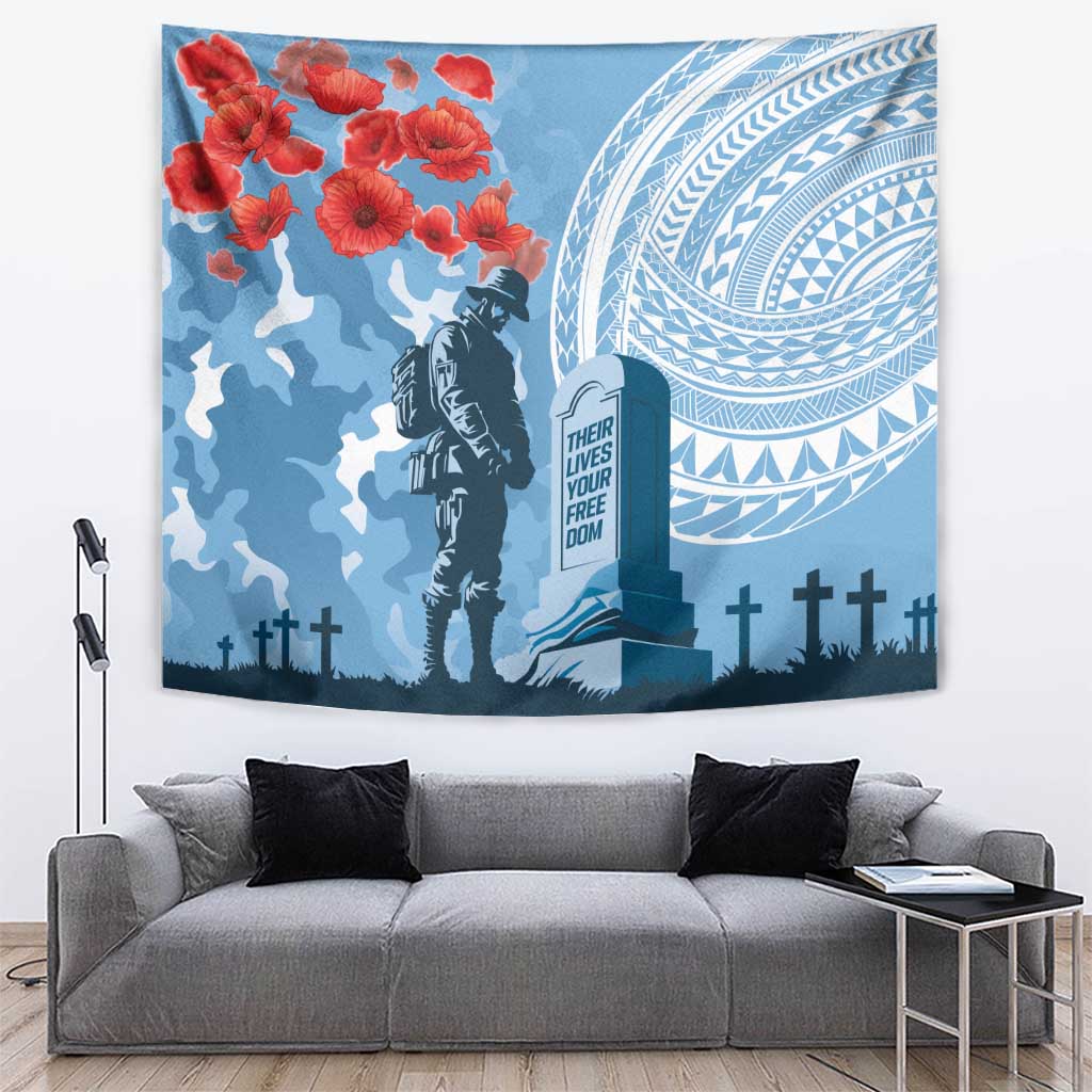 FSM Verterans Day Tapestry Their Lives Your Freedom LT9 Blue - Polynesian Pride