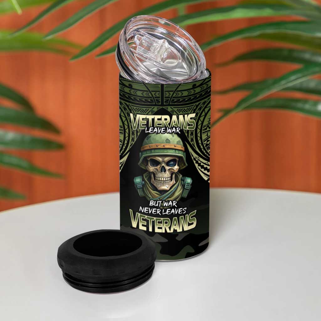 Veterans Day 4 in 1 Can Cooler Tumbler War Never Leaves A Veteran Proud Military