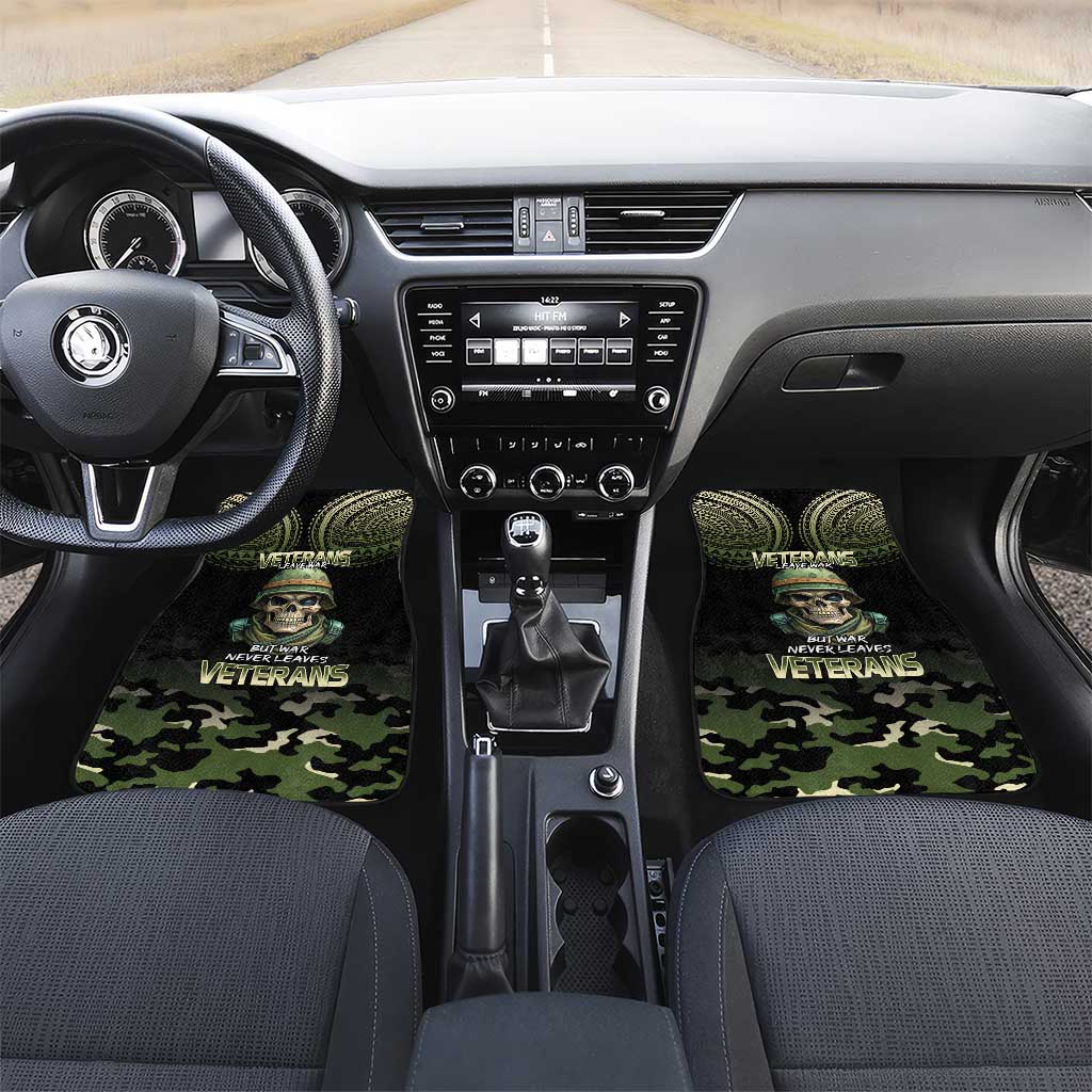 Veterans Day Car Mats War Never Leaves A Veteran Proud Military LT9 Set 2pcs - Front Black - Polynesian Pride
