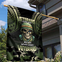 Veterans Day Garden Flag War Never Leaves A Veteran Proud Military LT9 - Polynesian Pride