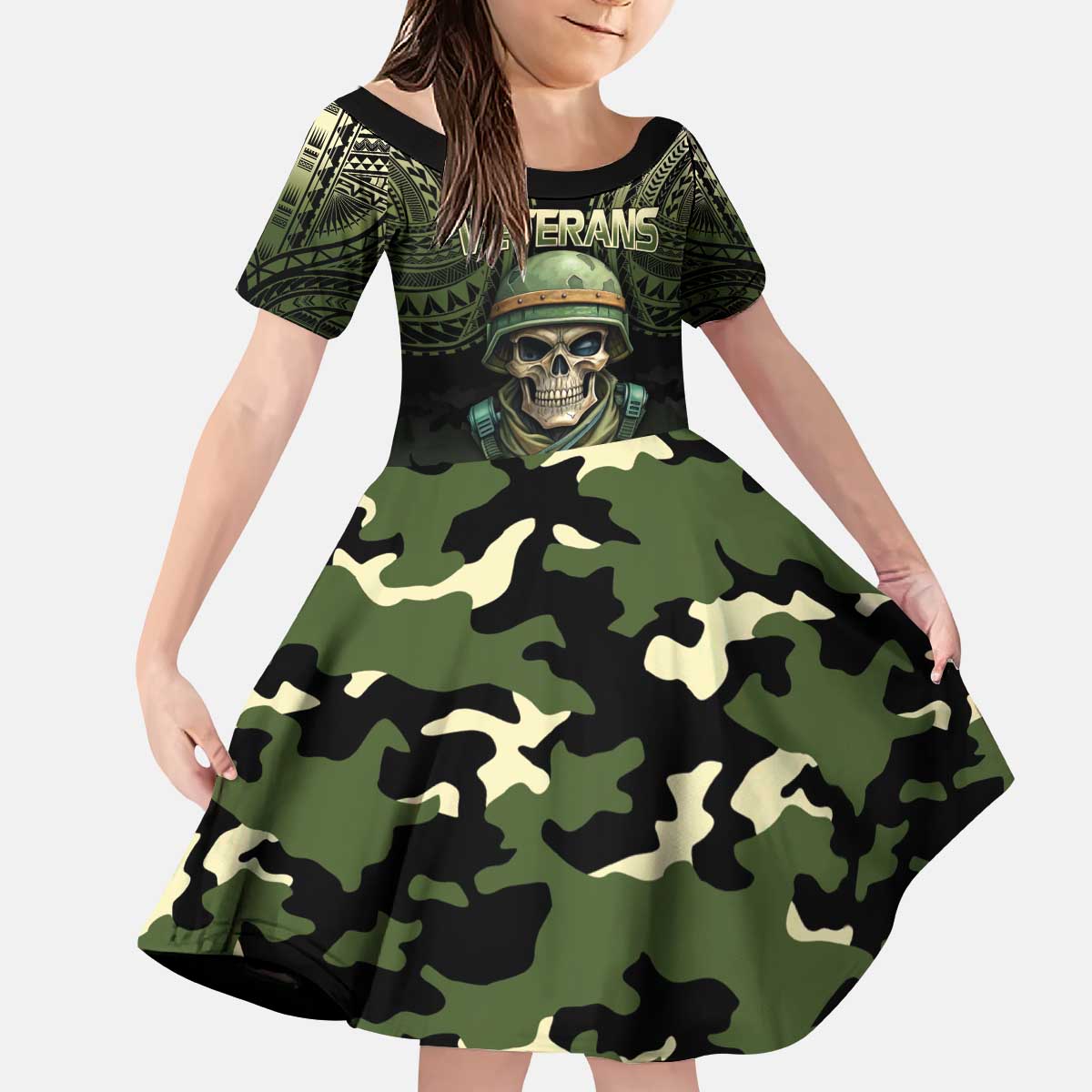 Veterans Day Kid Short Sleeve Dress War Never Leaves A Veteran Proud Military