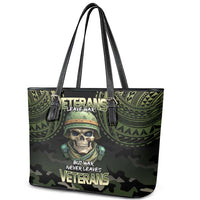Veterans Day Leather Tote Bag War Never Leaves A Veteran Proud Military LT9 - Polynesian Pride