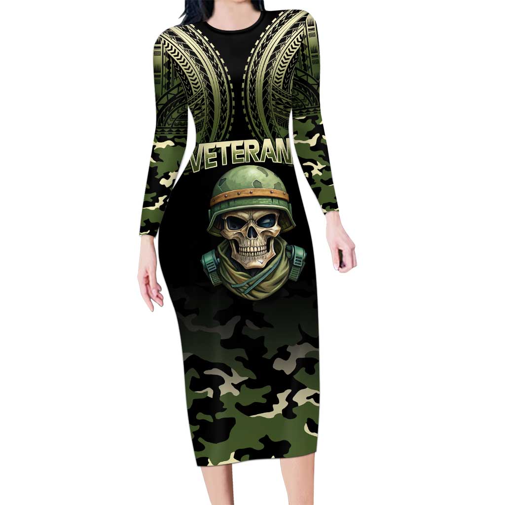 Veterans Day Long Sleeve Bodycon Dress War Never Leaves A Veteran Proud Military