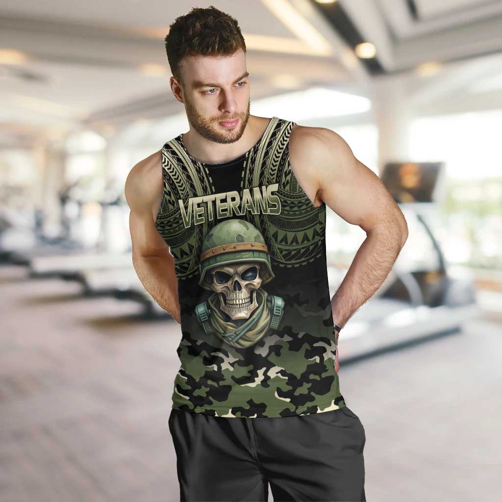 Veterans Day Men Tank Top War Never Leaves A Veteran Proud Military LT9 Black - Polynesian Pride