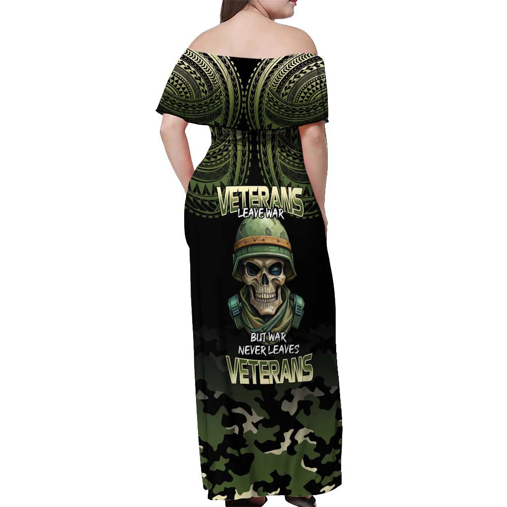 Veterans Day Off Shoulder Maxi Dress War Never Leaves A Veteran Proud Military