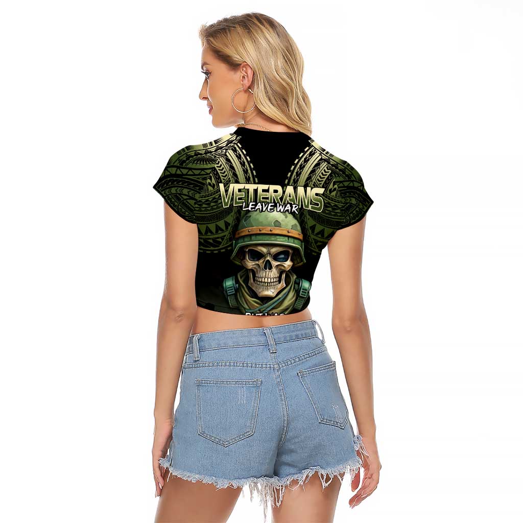 Veterans Day Raglan Cropped T Shirt War Never Leaves A Veteran Proud Military LT9 - Polynesian Pride