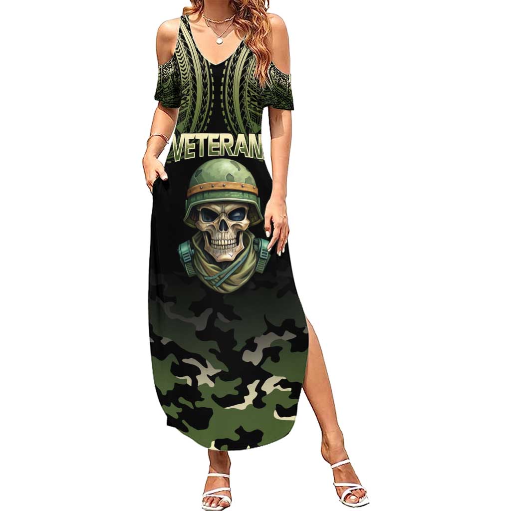 Veterans Day Summer Maxi Dress War Never Leaves A Veteran Proud Military LT9 Women Black - Polynesian Pride