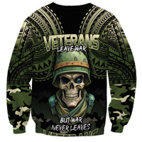 Veterans Day Sweatshirt War Never Leaves A Veteran Proud Military LT9 - Polynesian Pride