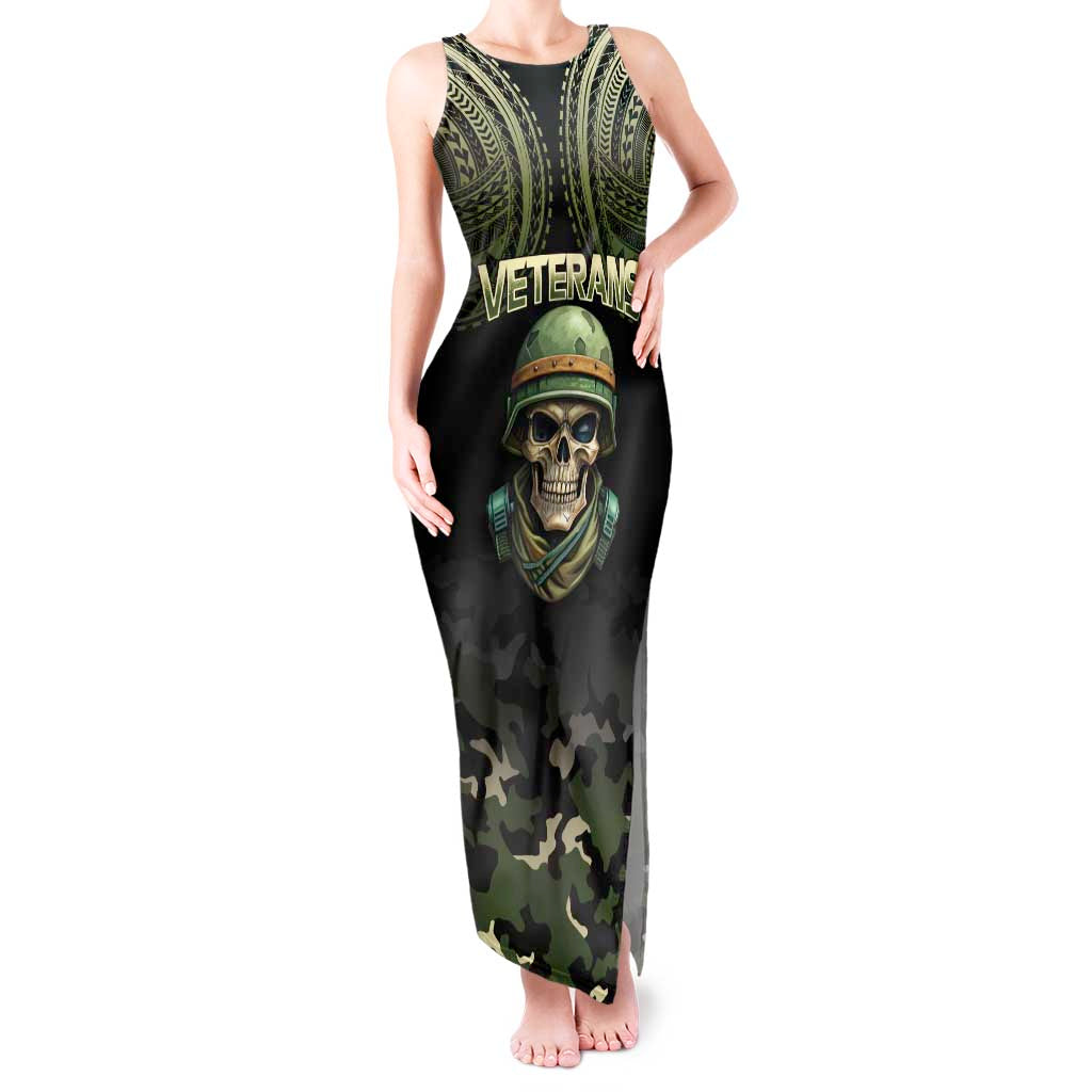 Veterans Day Tank Maxi Dress War Never Leaves A Veteran Proud Military LT9 Women Black - Polynesian Pride