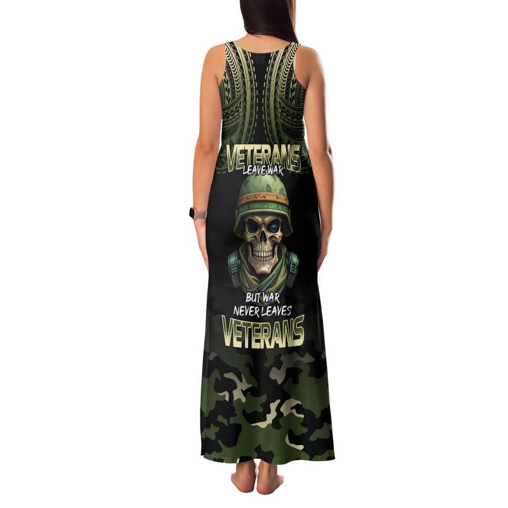 Veterans Day Tank Maxi Dress War Never Leaves A Veteran Proud Military LT9 - Polynesian Pride