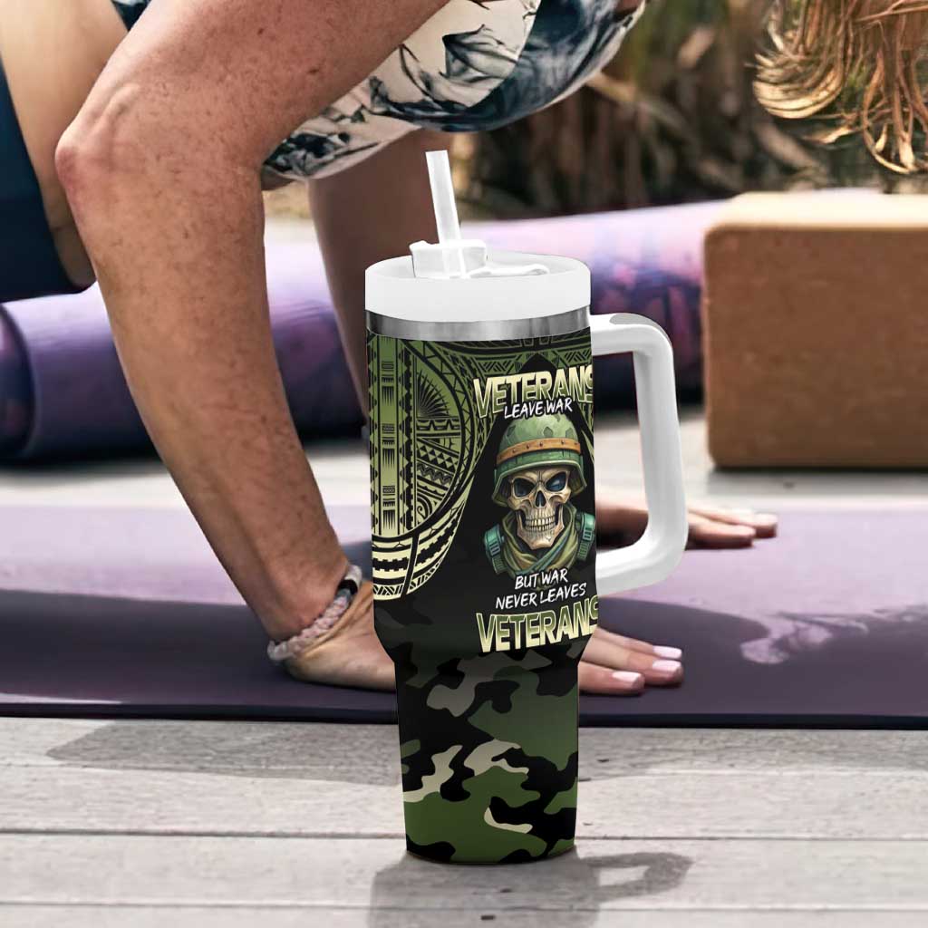 Veterans Day Tumbler With Handle War Never Leaves A Veteran Proud Military