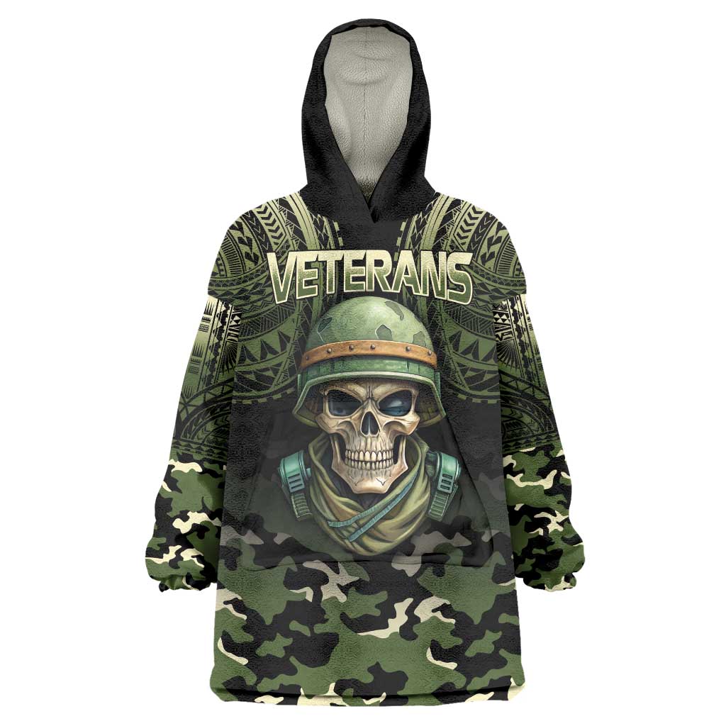 Veterans Day Wearable Blanket Hoodie War Never Leaves A Veteran Proud Military LT9 One Size Black - Polynesian Pride