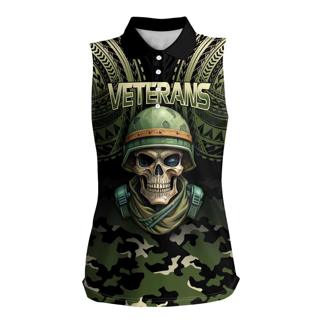 Veterans Day Women Sleeveless Polo Shirt War Never Leaves A Veteran Proud Military