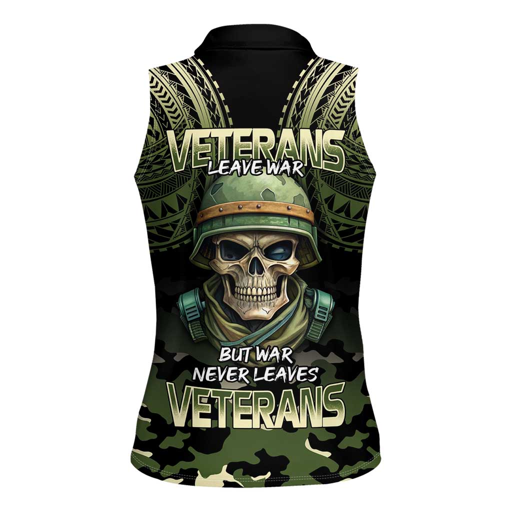 Veterans Day Women Sleeveless Polo Shirt War Never Leaves A Veteran Proud Military
