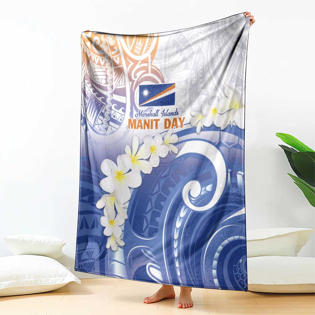 Marshall Islands Manit Day Blanket Plumeria and Polynesian Tribal