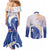 Marshall Islands Manit Day Couples Matching Mermaid Dress and Long Sleeve Button Shirt Plumeria and Polynesian Tribal