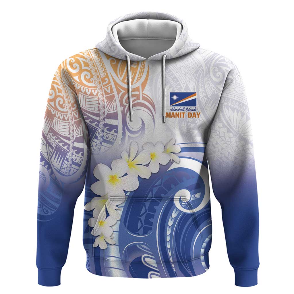 Marshall Islands Manit Day Hoodie Plumeria and Polynesian Tribal