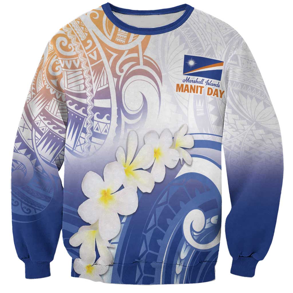 Marshall Islands Manit Day Sweatshirt Plumeria and Polynesian Tribal