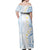 Palau 1981 Tribal Tattoo Off Shoulder Maxi Dress with Belau Plumeria Flowers