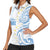 Palau 1981 Tribal Tattoo Women Sleeveless Polo Shirt with Belau Plumeria Flowers