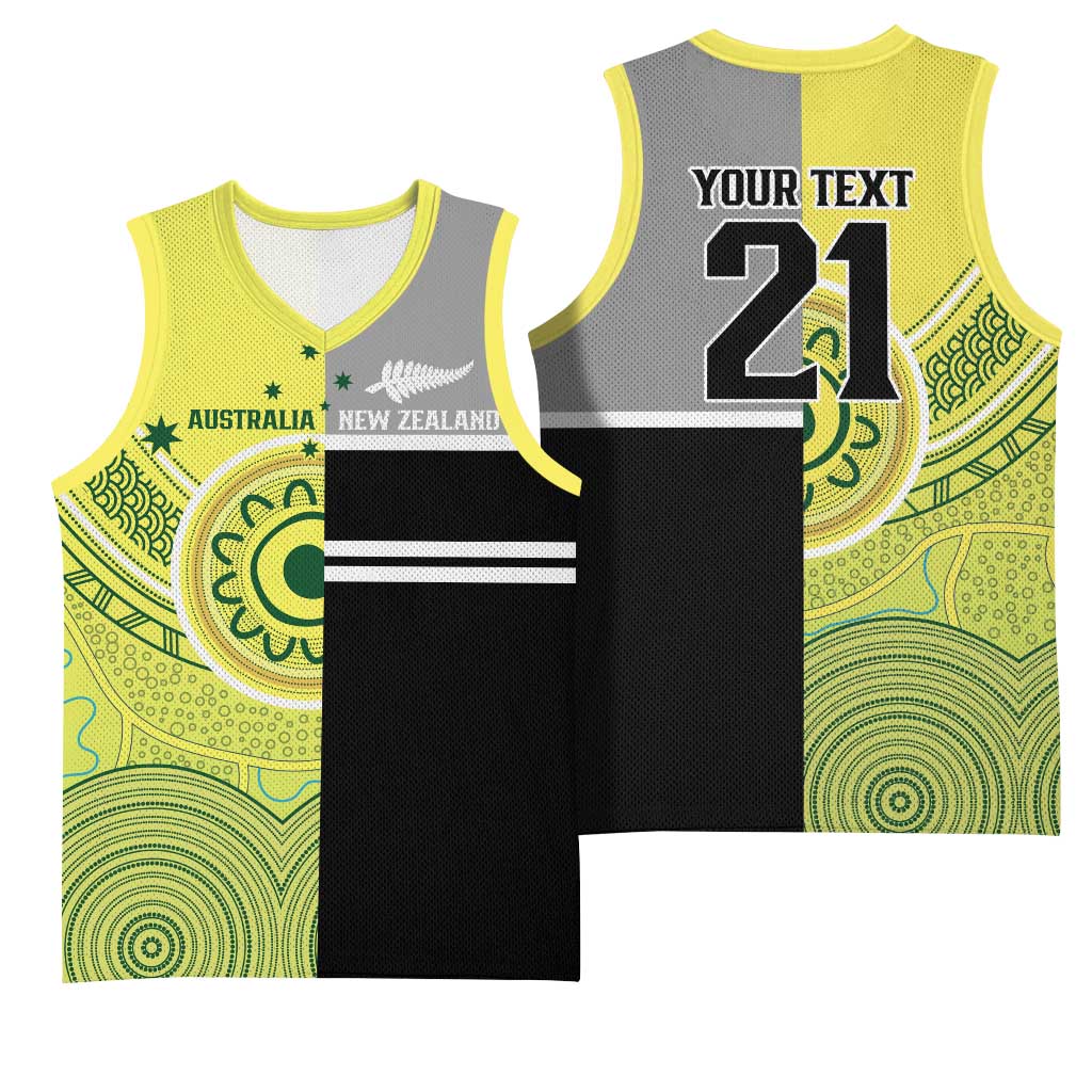 Custom Cricket AUNZ Spirit Basketball Jersey Aussie New Zealand Retro Edition - Polynesian Pride