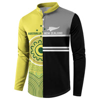Custom Cricket AUNZ Spirit Button Sweatshirt Aussie New Zealand Retro Edition - Polynesian Pride