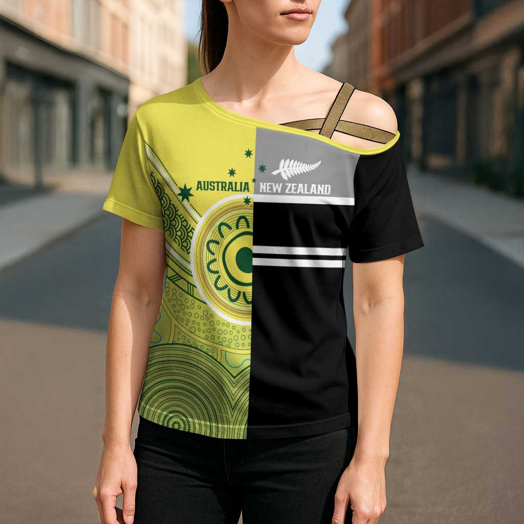 Custom Cricket AUNZ Spirit Cross Shoulder Shirt Aussie New Zealand Retro Edition - Polynesian Pride