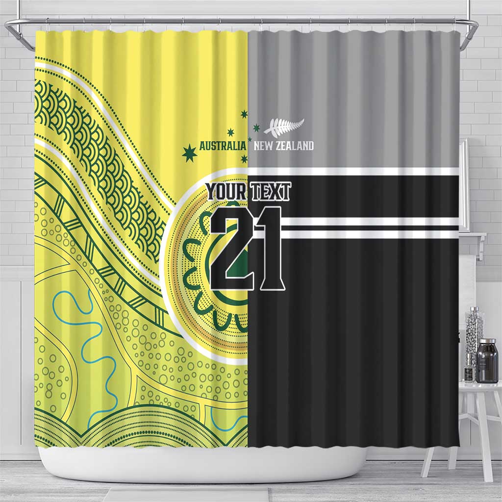 Custom Cricket AUNZ Spirit Shower Curtain Aussie New Zealand Retro Edition - Polynesian Pride