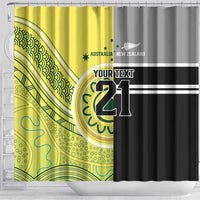 Custom Cricket AUNZ Spirit Shower Curtain Aussie New Zealand Retro Edition - Polynesian Pride