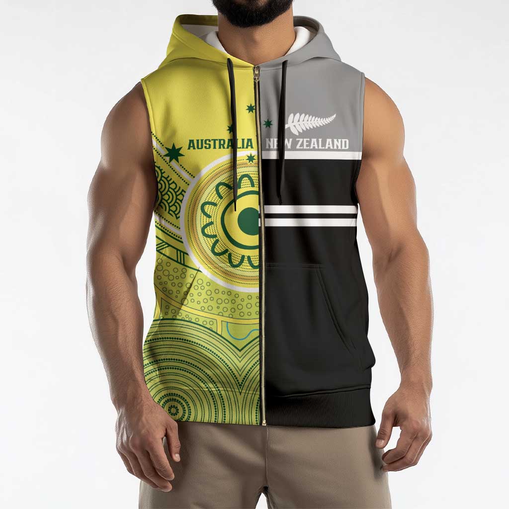 Custom Cricket AUNZ Spirit Sleeveless Zip Hoodie Aussie New Zealand Retro Edition - Polynesian Pride