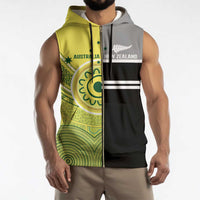 Custom Cricket AUNZ Spirit Sleeveless Zip Hoodie Aussie New Zealand Retro Edition - Polynesian Pride