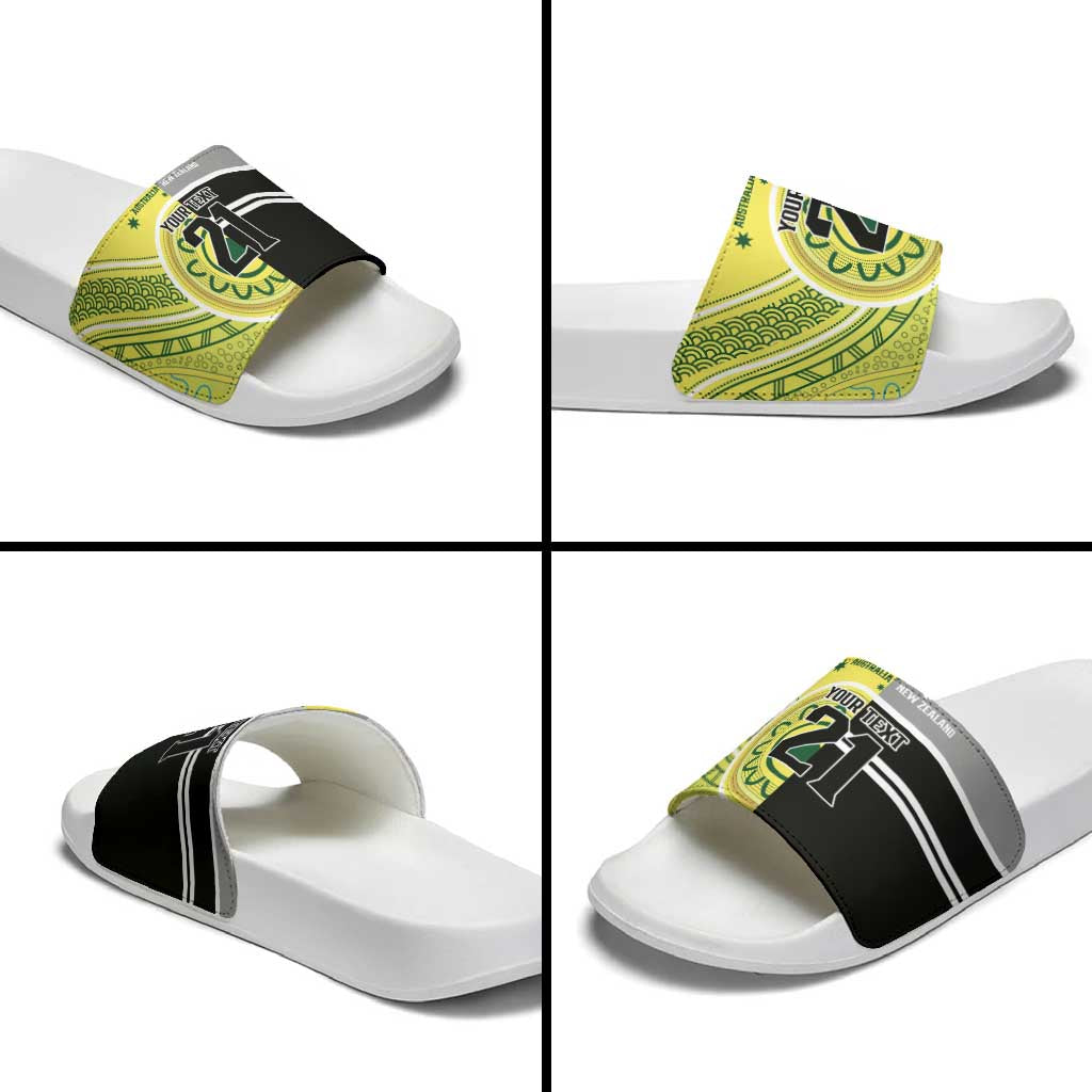 Custom Cricket AUNZ Spirit Slide Sandals Aussie New Zealand Retro Edition - Polynesian Pride