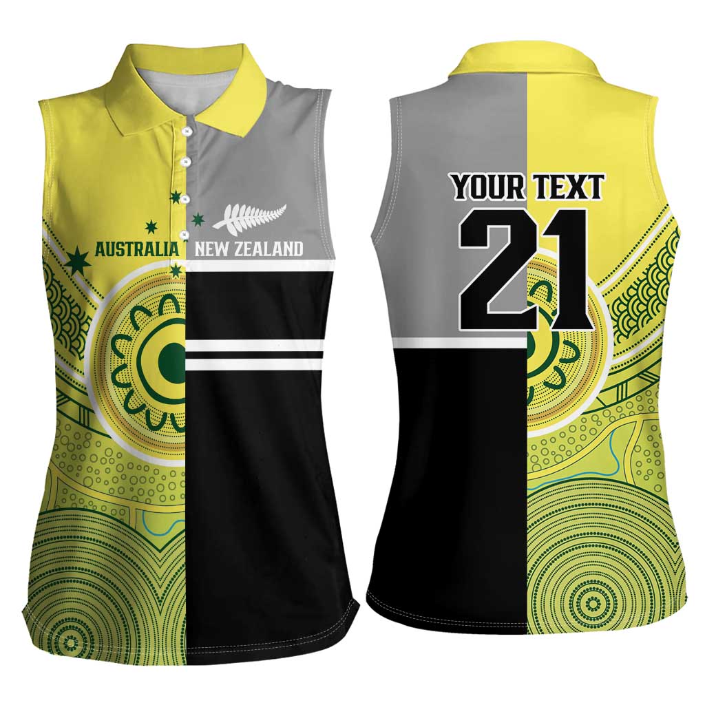 Custom Cricket AUNZ Spirit Women Sleeveless Polo Shirt Aussie New Zealand Retro Edition - Polynesian Pride