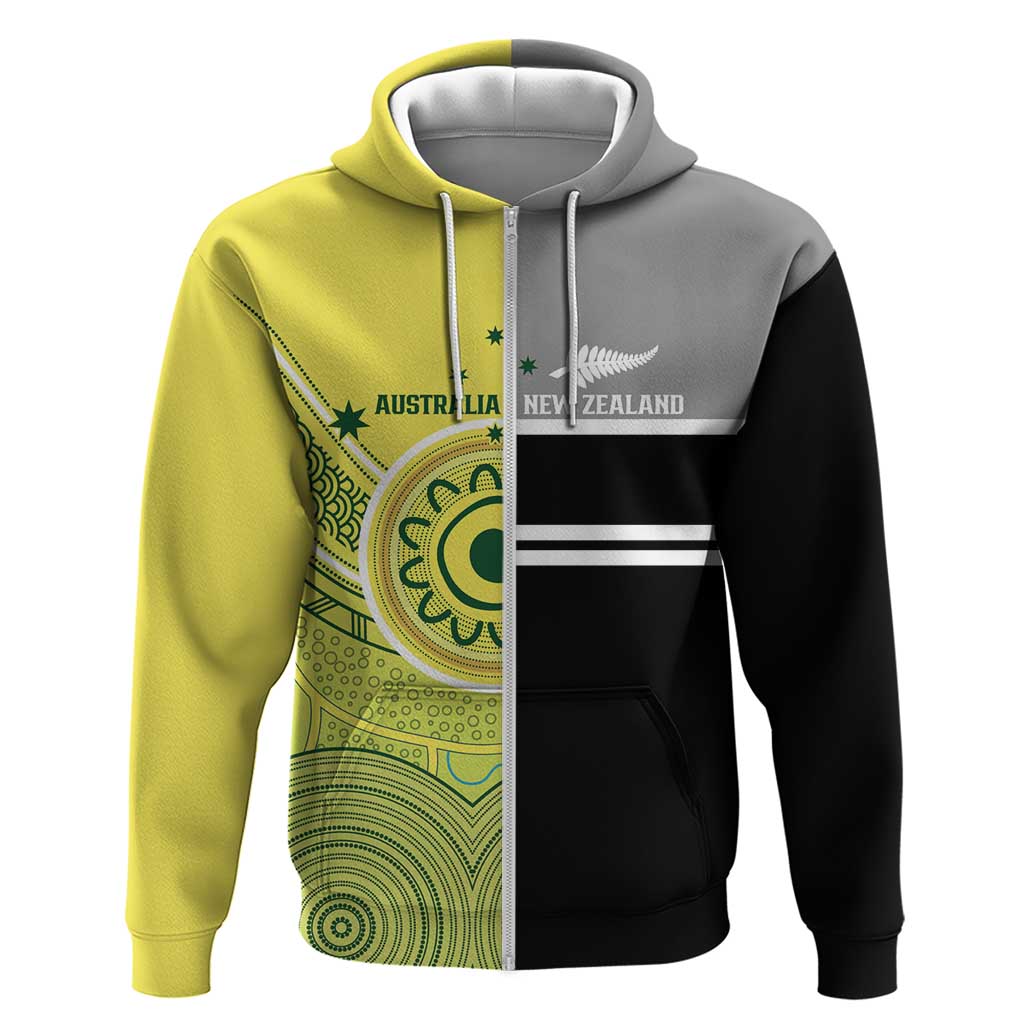 Custom Cricket AUNZ Spirit Zip Hoodie Aussie New Zealand Retro Edition - Polynesian Pride