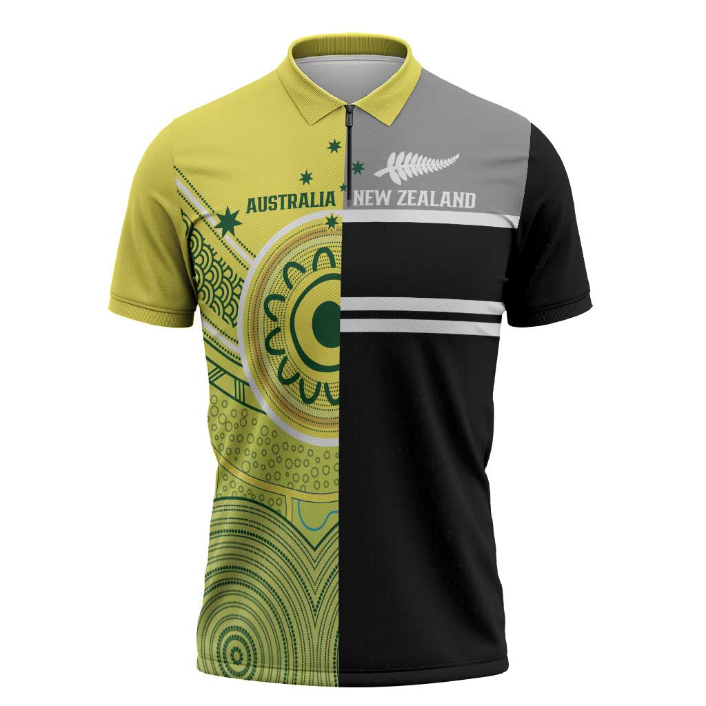 Custom Cricket AUNZ Spirit Zipper Polo Shirt Aussie New Zealand Retro Edition - Polynesian Pride