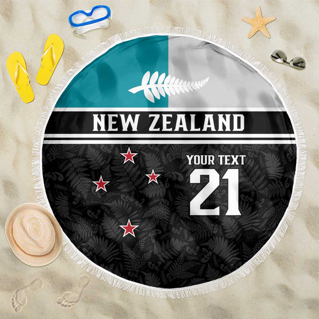 Custom NZ Cricket Pride Beach Blanket Silver Fern Fan Supporter Apparel - Polynesian Pride