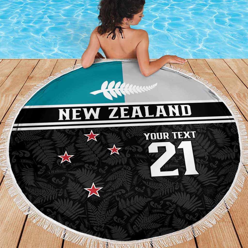 Custom NZ Cricket Pride Beach Blanket Silver Fern Fan Supporter Apparel - Polynesian Pride