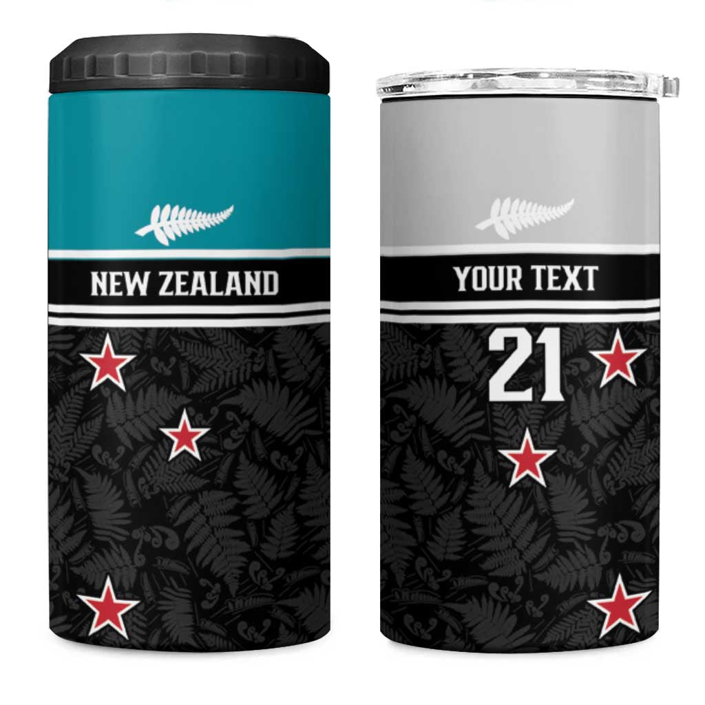 Custom NZ Cricket Pride 4 in 1 Can Cooler Tumbler Silver Fern Fan Supporter Apparel - Polynesian Pride