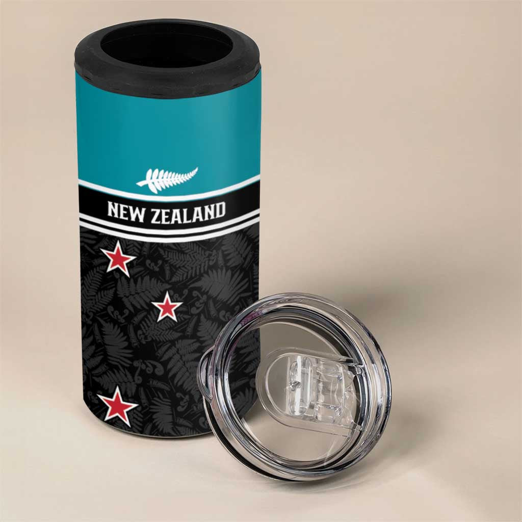 Custom NZ Cricket Pride 4 in 1 Can Cooler Tumbler Silver Fern Fan Supporter Apparel - Polynesian Pride