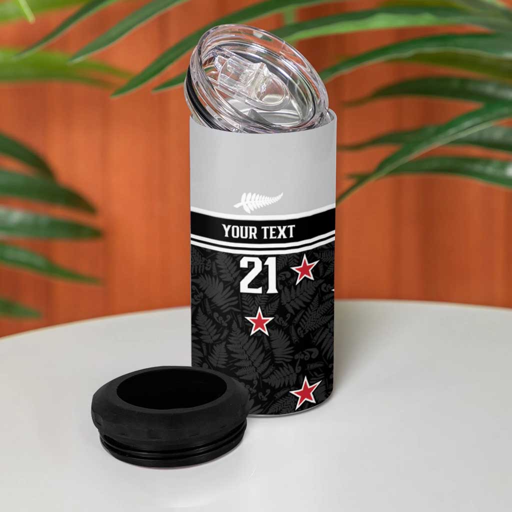Custom NZ Cricket Pride 4 in 1 Can Cooler Tumbler Silver Fern Fan Supporter Apparel - Polynesian Pride