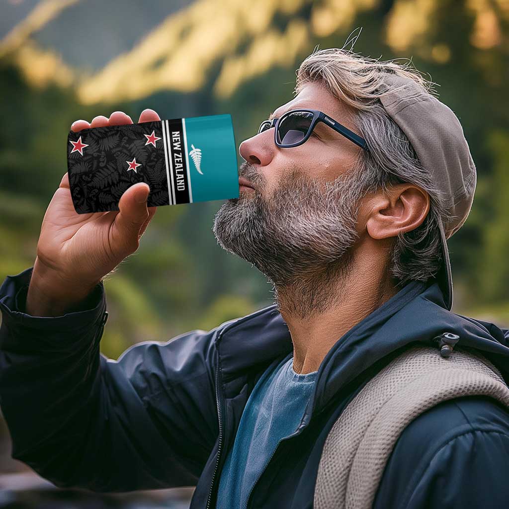 Custom NZ Cricket Pride 4 in 1 Can Cooler Tumbler Silver Fern Fan Supporter Apparel - Polynesian Pride