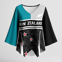 Custom NZ Cricket Pride Kimono Sleeve Blouse Silver Fern Fan Supporter Apparel - Polynesian Pride
