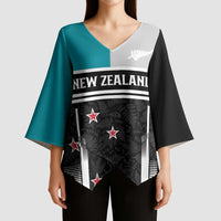 Custom NZ Cricket Pride Kimono Sleeve Blouse Silver Fern Fan Supporter Apparel - Polynesian Pride