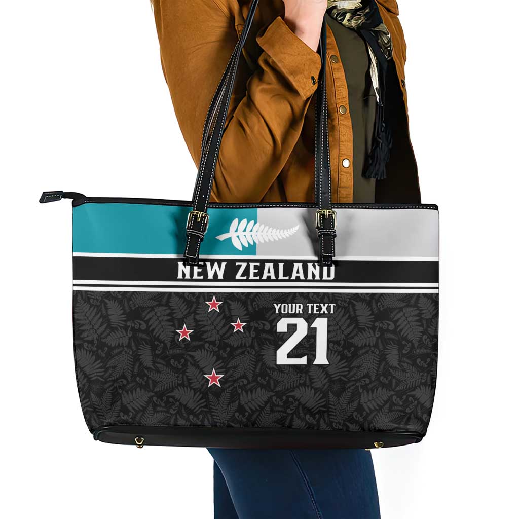 Custom NZ Cricket Pride Leather Tote Bag Silver Fern Fan Supporter Apparel - Polynesian Pride