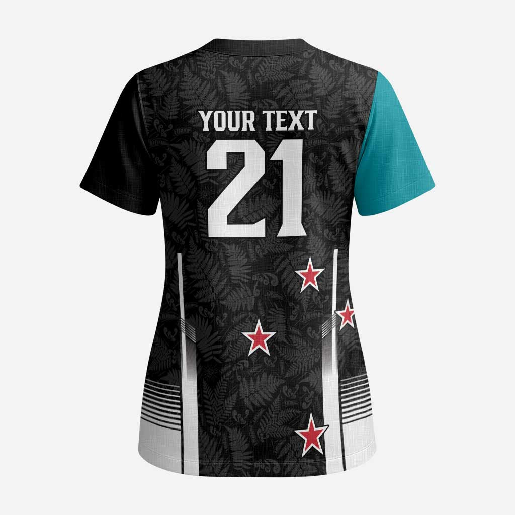 Custom NZ Cricket Pride Scrub Top Silver Fern Fan Supporter Apparel - Polynesian Pride