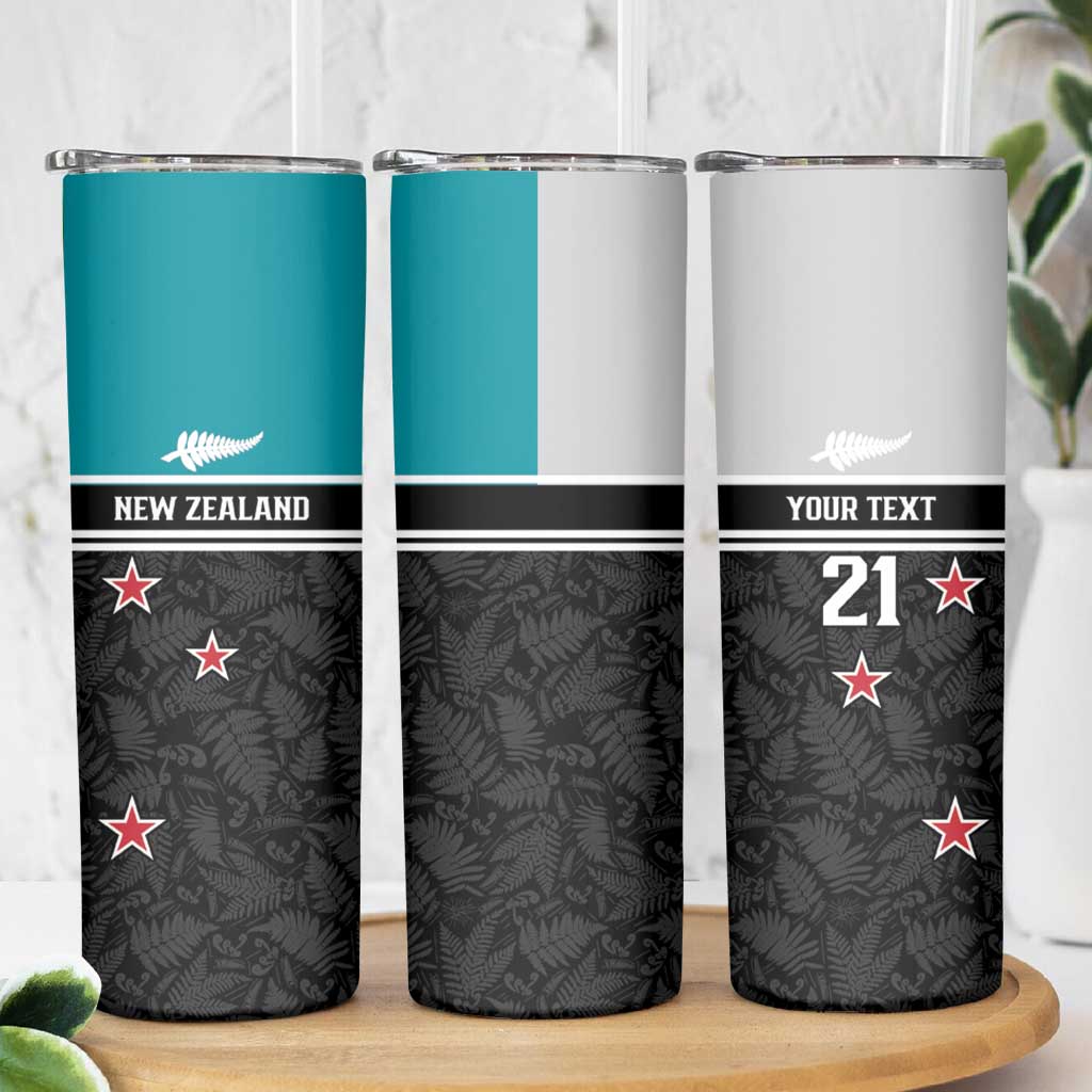 Custom NZ Cricket Pride Skinny Tumbler Silver Fern Fan Supporter Apparel - Polynesian Pride