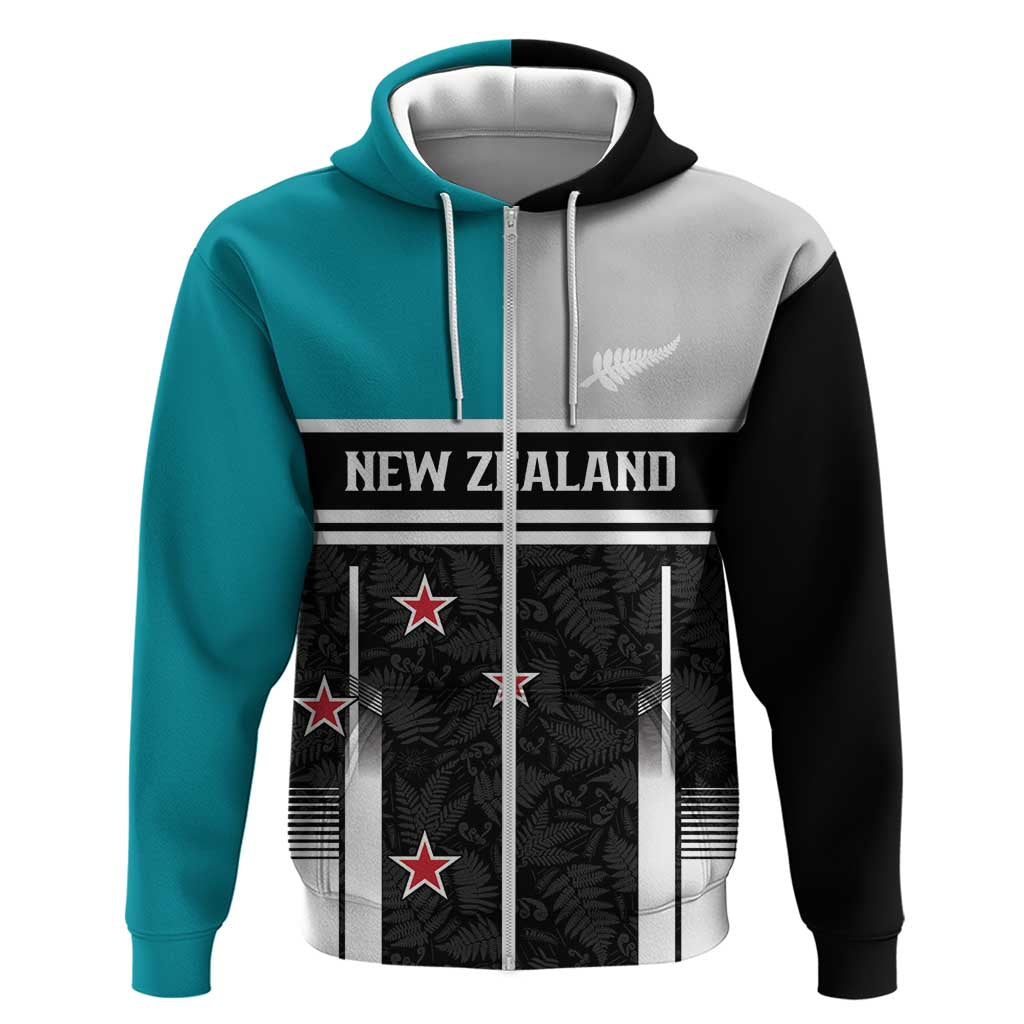 Custom NZ Cricket Pride Zip Hoodie Silver Fern Fan Supporter Apparel - Polynesian Pride