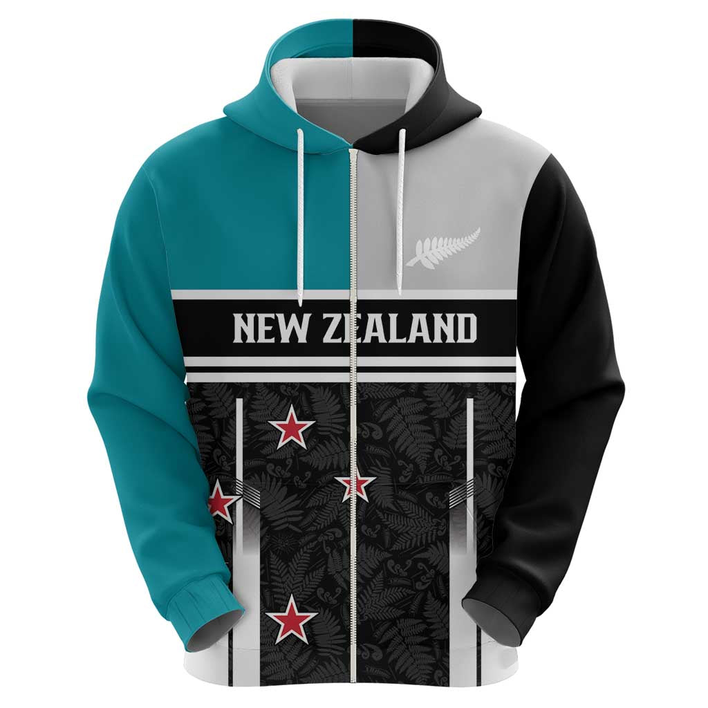 Custom NZ Cricket Pride Zip Hoodie Silver Fern Fan Supporter Apparel - Polynesian Pride