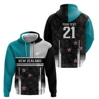 Custom NZ Cricket Pride Zip Hoodie Silver Fern Fan Supporter Apparel - Polynesian Pride