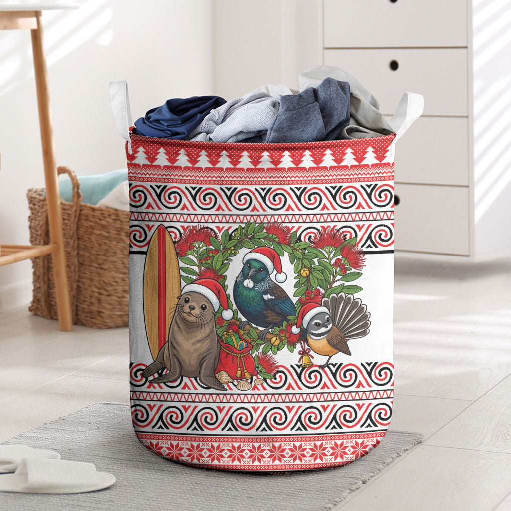 New Zealand Animal Christmas Laundry Basket Maori Inspired Kowhaiwhai Patterns LT9 Red - Polynesian Pride